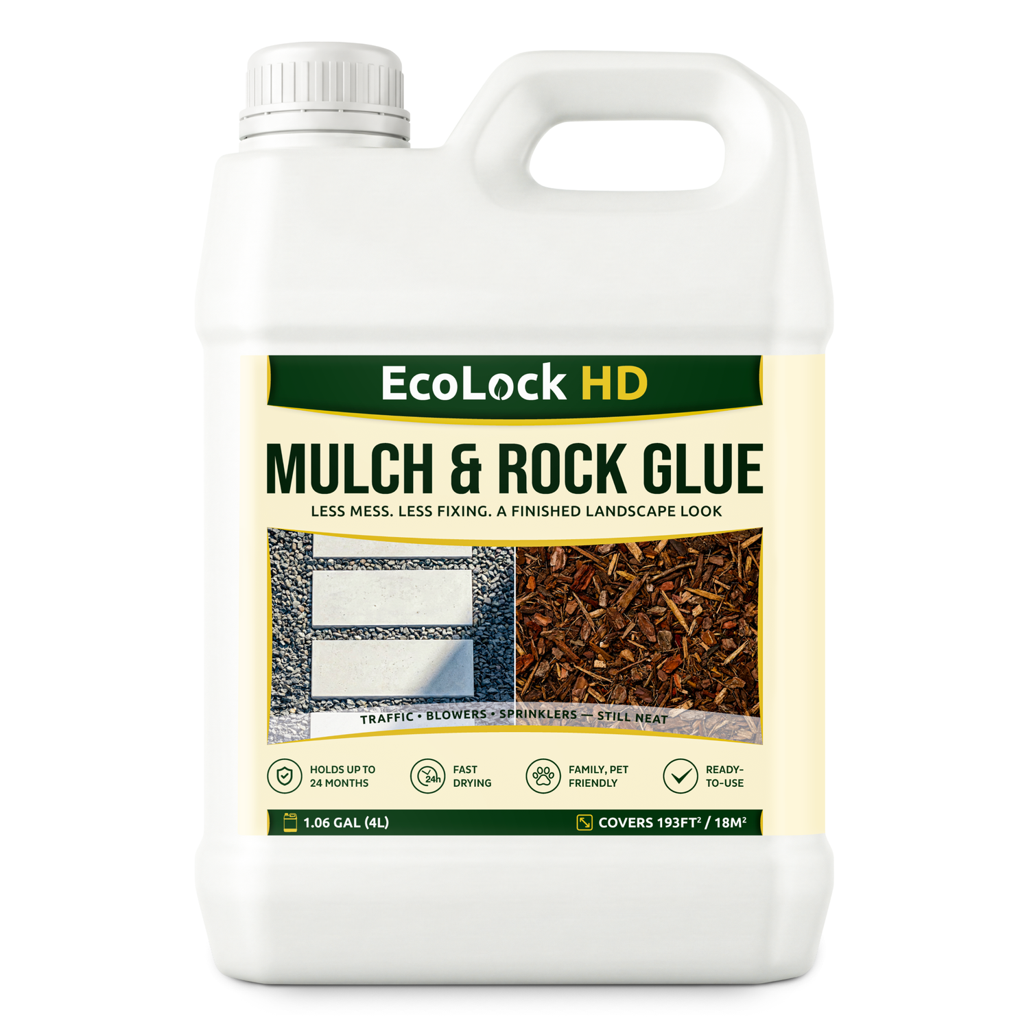 EcoLock HD Landscape Adhesive — Professional Mulch & Rock Glue
