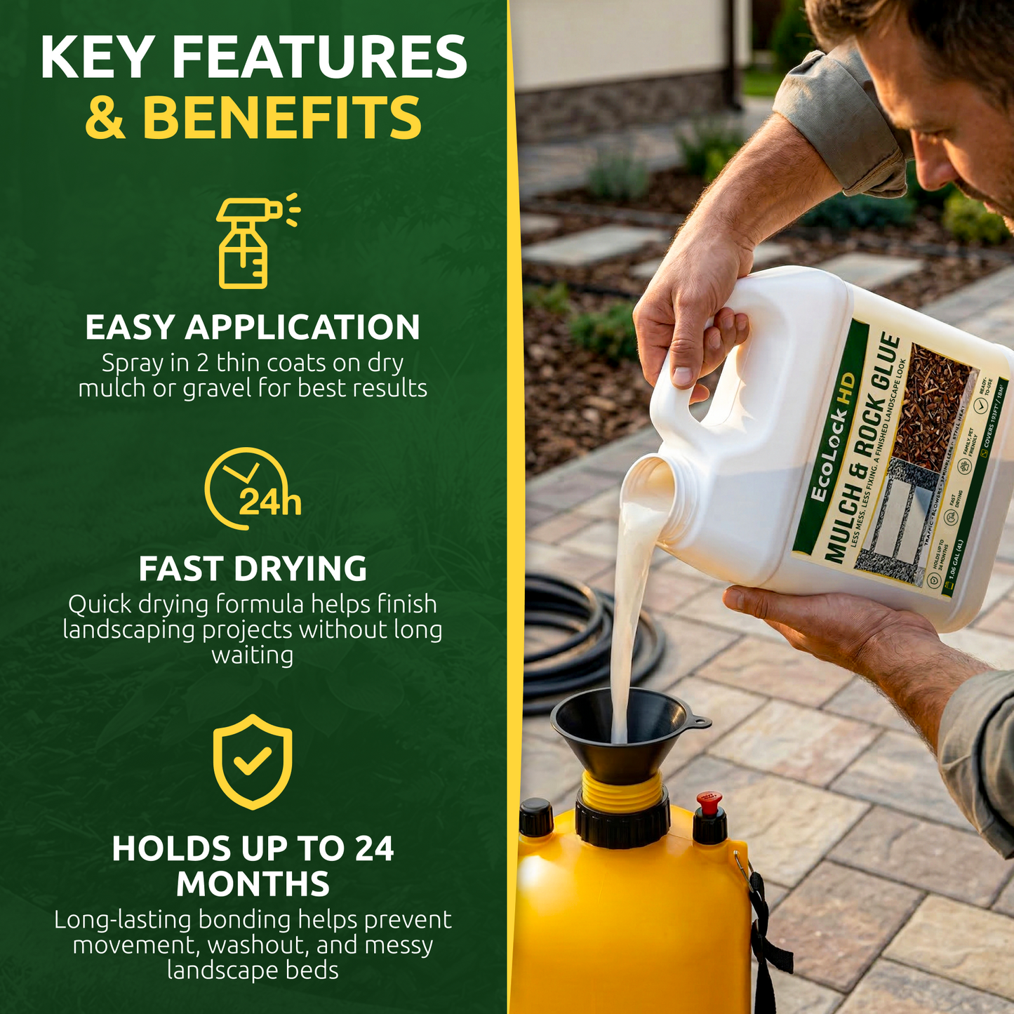 EcoLock HD mulch glue ready-to-use formula packaging