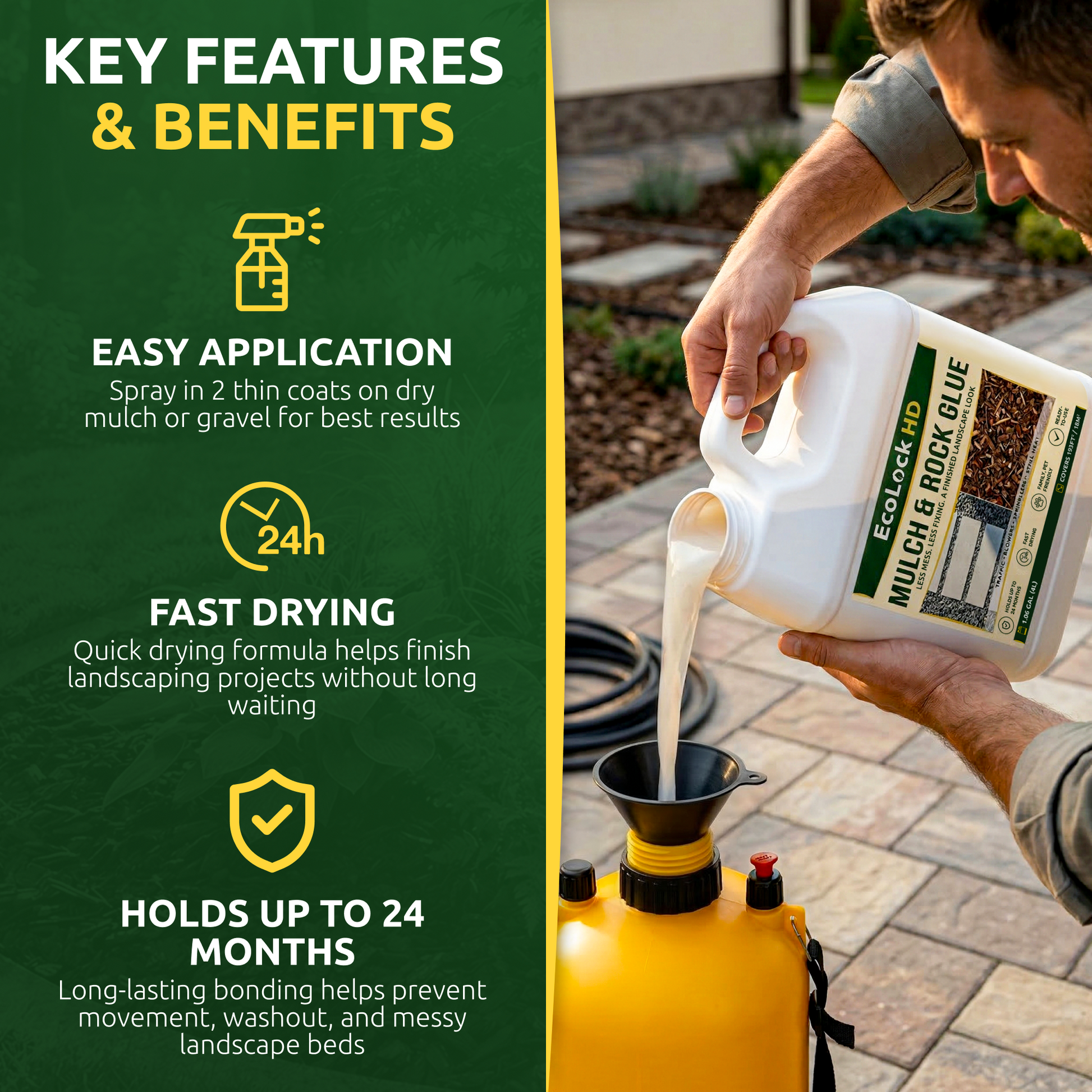 EcoLock HD mulch glue ready-to-use formula packaging