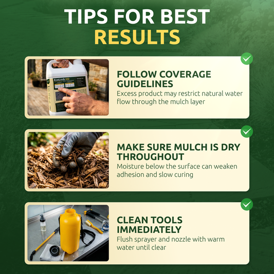 EcoLock HD mulch and rock glue results on landscaped garden bed