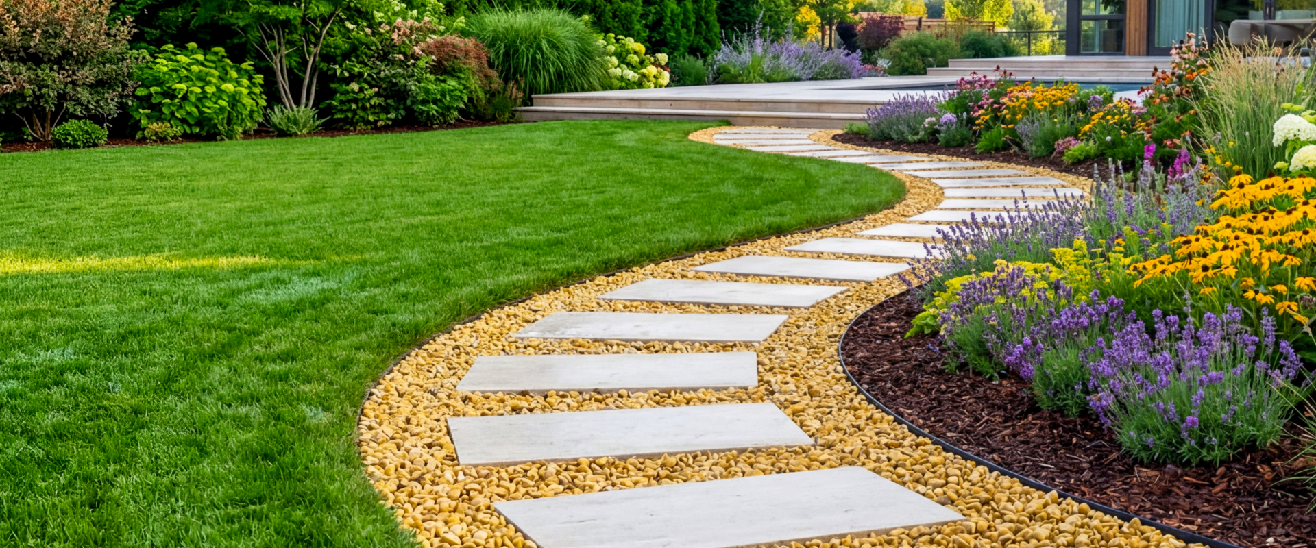 EcoLock HD mulch and rock glue hero banner - keep your landscape in place